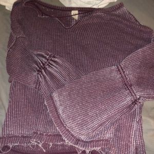 Free People bell sleeve waffle shirt